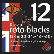 Rotosound R12-60 Roto Blacks Nickel On Steel Electric Guitar Strings - .012-.060 Ideal for DeTuning