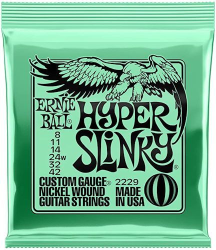 Ernie Ball Hyper Slinky Nickel Wound Electric Guitar Strings, 8-42 Gauge